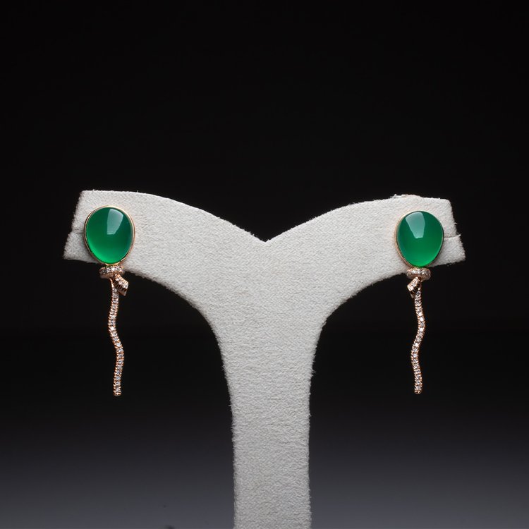 Green Onex Rose Gold Earrings