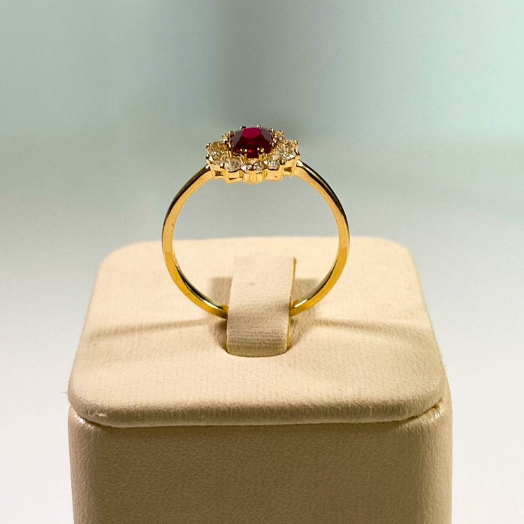 Blue Sapphire/Ruby Ring - 18kt Gold