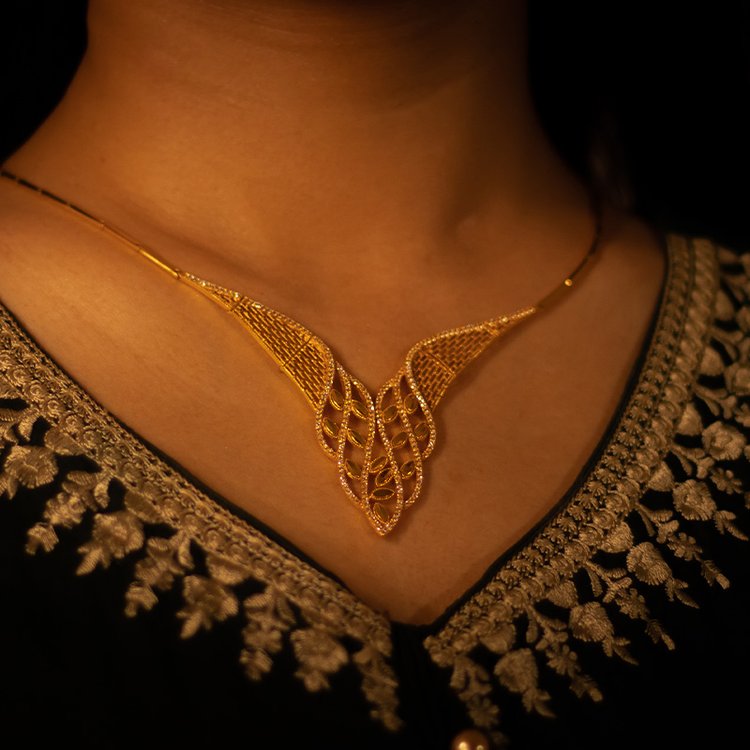 Gold Necklace With Zircon Stones