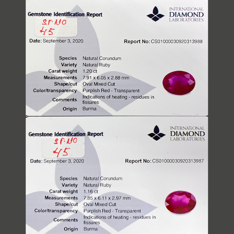 Paire de rubis (1,20 ct/1,16 ct)