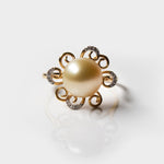 Load image into Gallery viewer, Luxurious Gold Pearl Ring with Diamonds
