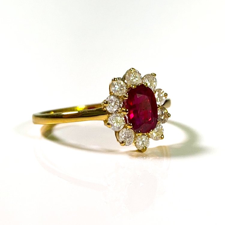 Blue Sapphire/Ruby Ring - 18kt Gold