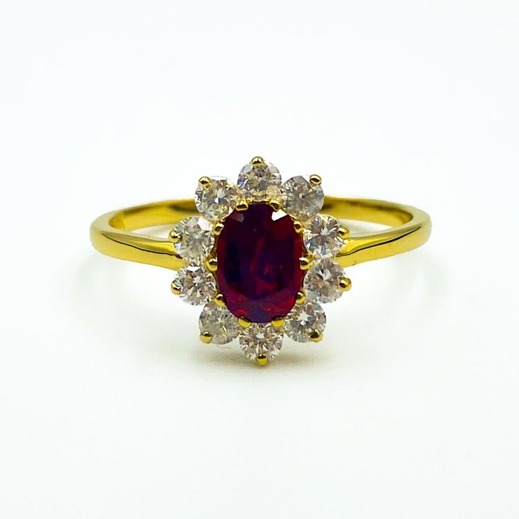 Blue Sapphire/Ruby Ring - 18kt Gold