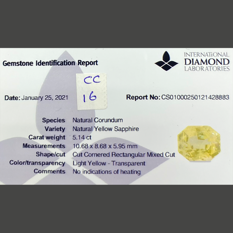 Yellow Sapphire (5.14 ct) Unheated